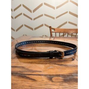 Relic Black Leather Hand-Stitched Embroidery Beaded Southwestern Belt Size Large
